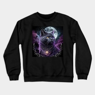 British Shorthair And The Moon Crewneck Sweatshirt